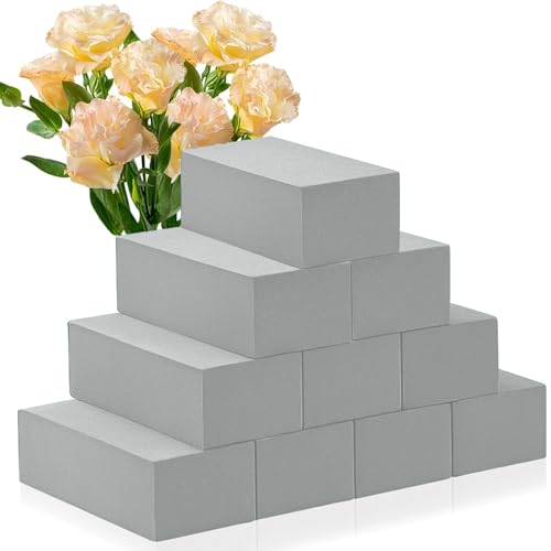LOLYSIC 10 Pcs Floral Foam Blocks, Dry Flower Foam Bricks for Artificial & Fresh Flower Arranging, Large Floral Foam Bricks Florist Foam Blocks for Weddings Party, Grey
