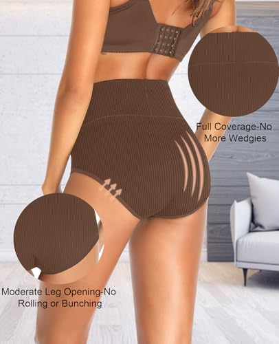 Image of High Waisted Womens Underwear Cotton Tummy Control Postpartum Essentials Full Coverage Panties Soft Comfortable Briefs
