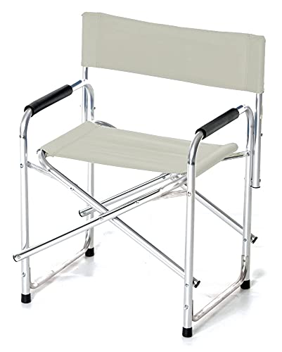 VERDELOOK Silla de Director de poliéster, 47 x 57 cm, Altura 78 cm, Color Marfil, para Exteriores y terraza