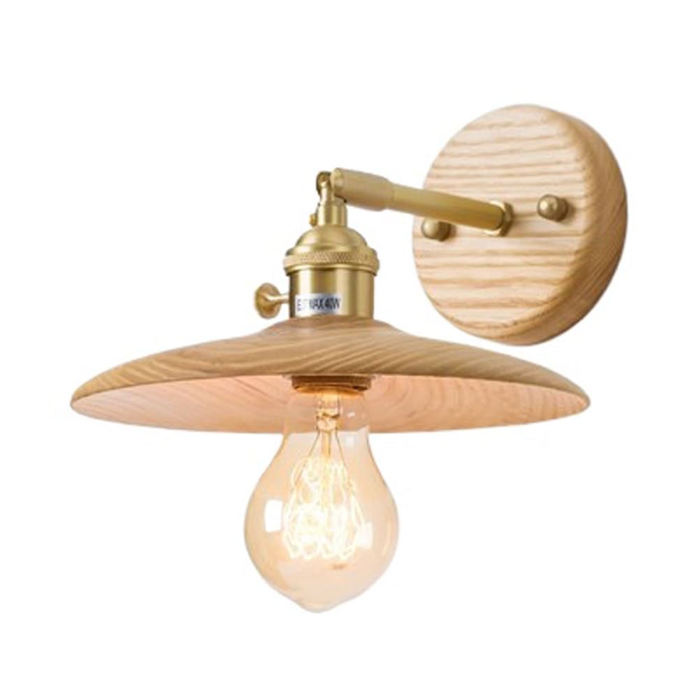 SMCCYYSD Black Farmhouse Wooden Wall Lamp, Retro E27 Adjustable Fixture, Amen Industrial Style Sconce Lighting for Bedroom, Restaurant & Living Room – Vintage Hanging Light (B 25cm)