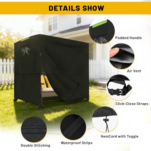 Cover for 3 Seater Patio Swing, 600D Hollywood Swing Cover 85*61*67in by GJCOVYRA - Used condition - Image 4