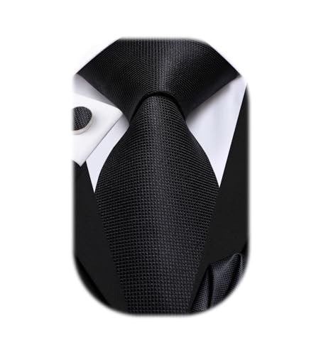 Image of Hi-Tie Mens 70inches Tie Set Extra Long Necktie for Men Cufflinks Handkerchief Big Tall Men Business Wedding