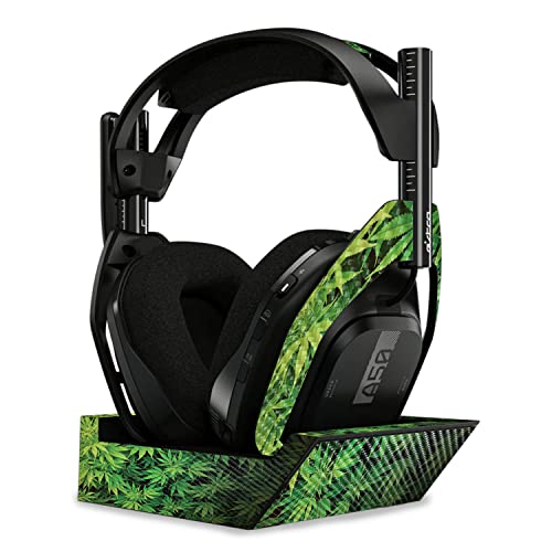 Image of MightySkins Carbon Fiber Skin Compatible with Astro A50 Wireless Headphones + Base Station (Gen 4) - Weed | Protective, Durable Textured Carbon Fiber Finish | Easy to Apply | Made in The USA