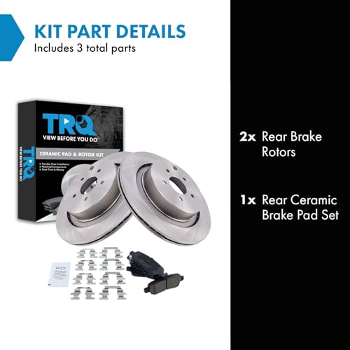 Image of TRQ Rear Brake Pad and Rotor Set Ceramic Compatible with 2012 Infiniti M56 2018 Q70