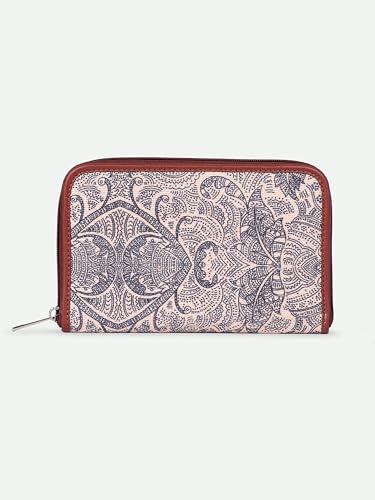 Image of ZOUK Women Colaba Shirin Floral Printed Handcrafted Classic Zipper Wallet Clutch Purse