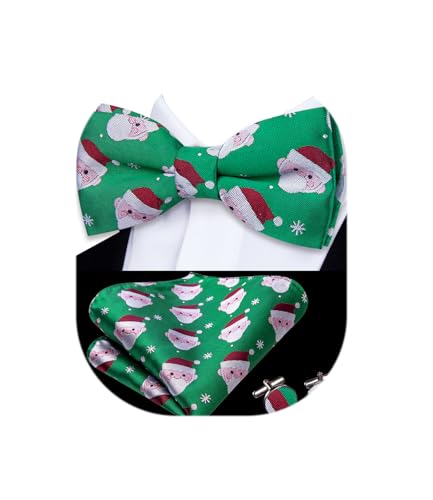 Image of Dubulle Mens Paisley Striped Bowtie Set Pre-tied Bowtie for Men and Pocket Square Set Wedding Business