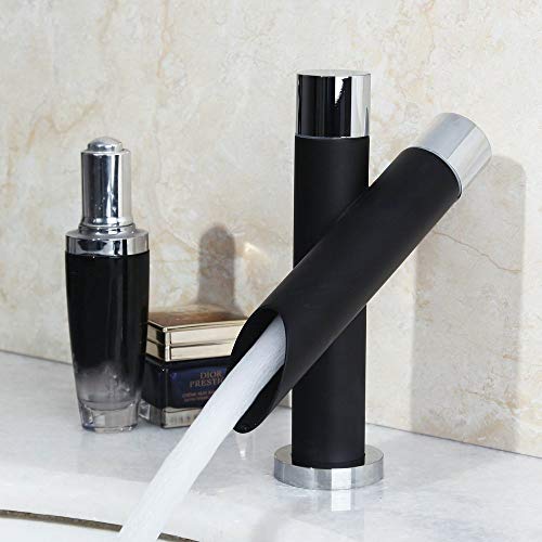 Robinet de lavabo noir mat mélangeur eau chaude et froide pour vasque