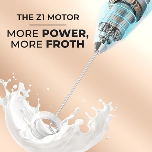 Image of Zulay Kitchen Powerful Milk Frother Wand With Duracell Batteries - Ultra Fast Handheld Drink Mixer - Electric Whisk Foam Maker for Coffee, Lattes, Cappuccino & Matcha - Z1 Motor - Cotton Candy