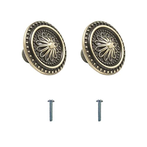 Image of VOLO Antique Brass Cabinet Knob /Wardrobe Door Knobs /Cupboard Drawer Pull Handle /Kitchen Drawer Knob (Knob S-152 Antique), Antique Brass Finish (4)