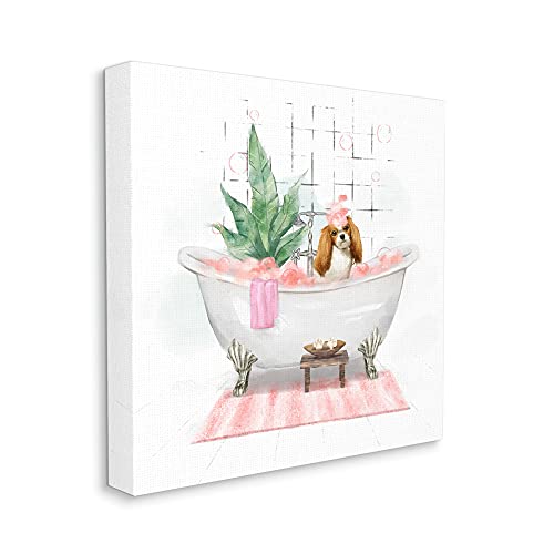 Image of 'Chic Cocker Spaniel Puppy in Pink Bubble Bath'| Canvas Art | Stupell Industries | 36 x 36 Inches, Easy to Hang and Sturdy, Made in USA, by Ziwei Li