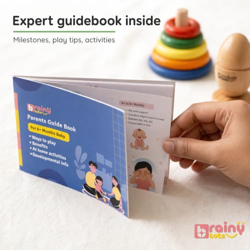 Image of Baby Toys for 6 to 12 Months Montessori Learning Kit | Wooden & Fabric Tummy Time Toys for Babies with Object Permanence Box | Fine Motor Skill Development & Early Education Playset