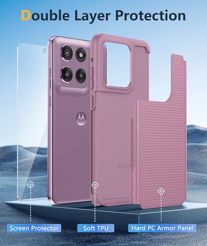 Image of FNTCASE for Moto G Stylus 2026 /2025 Case: Motorola G Stylus 2026 Case 14FT Military Grade Drop Protection with Screen Protector Shockproof Non-Slip Matte Dual Layer Phone Cover, 6.7 inch (Rose Pink)