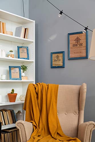 Rustic Wooden Picture Frames 8X10 - Navy Blue - Set Of 2-100% Natural Eco Solid Wood And High Definition Real Glass For Wall Mounting And Tabletop Photo Frame #TOP5