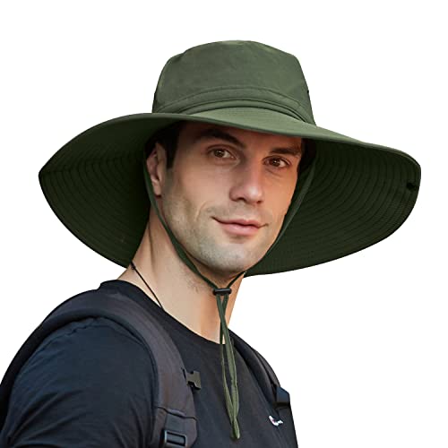 Image of 【Oversize XXL】 Sun Hat for Men,【UPF50+Waterproof Wide-Brim】 Boonie-Hat Sun-Hat Fishing-Hat for Safari Hiking Beach Garden