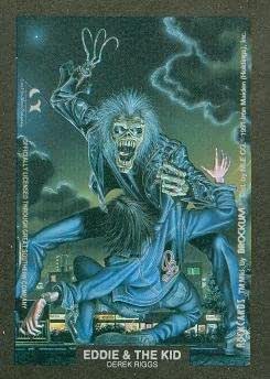 Eddie & the Kid artwork sticker card (Derek Riggs, Iron Maiden) 1991 ...