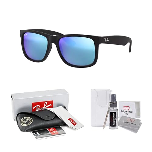 Ray-Ban Justin RB4165F Square Asian Fit Low Bridge Sunglasses for Men +BUNDLE with ACCESSORY EYEWEAR KIT2