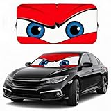 Funny Eyes Car Windshield Sun Shade, 59 x 27.5 Foldable Front Window Sunshade Universal Fits Sedan Compact Car Hatchback Small SUV, UV Heat Protection