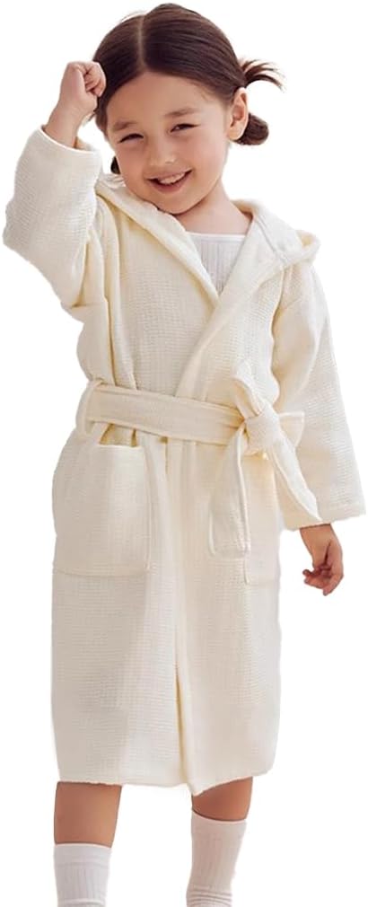 XUEMML Boys Girls Towel Bathrobe, Robe Microfibre,Hooded Toddler Soft Fuzzy Robe For Kids 3-8 Years