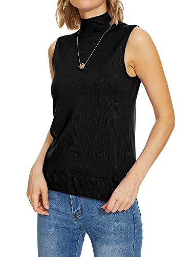INKOFF Sleeveless Mock Neck Turtleneck Knit Tops Women Dressy Casual Sweater Vest Business Work Tank2