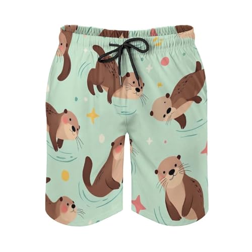 Mens Swimming Trunks, Summer Beach Swimsuits Casual Board Shorts with Mesh Lining Drawstring Swimwear