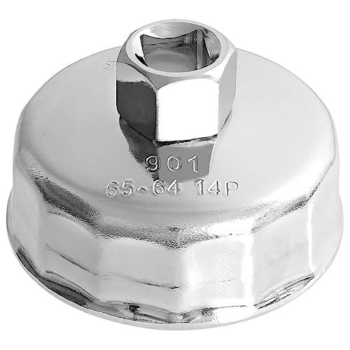 Tongze 64-65mm Oil Filter Wrench: 14 Flutes Oil Filter Removal Tool Compatible with Wix 57356, 15400-PLM-A02 Oil Filter for Honda Accord Acura Civic CRV, Nissan Sentra, etc