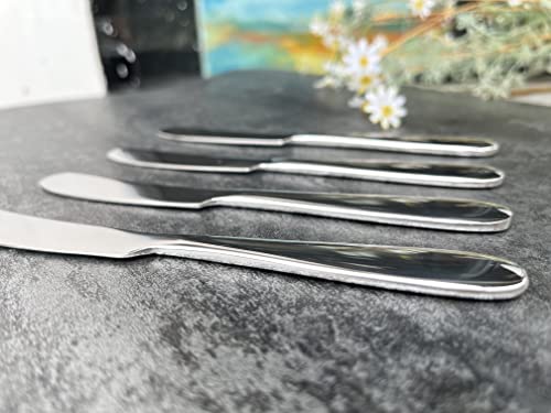 4 Pieces Set Butter Knife , Pate Knife Cheese Spreader , Thick And Smooth Handle, Strong Heavy , Food Safety Material Stainless Steel 18/10 Sus 304# For Home Restaurant Party Breakfast (Mirror) #TOP2
