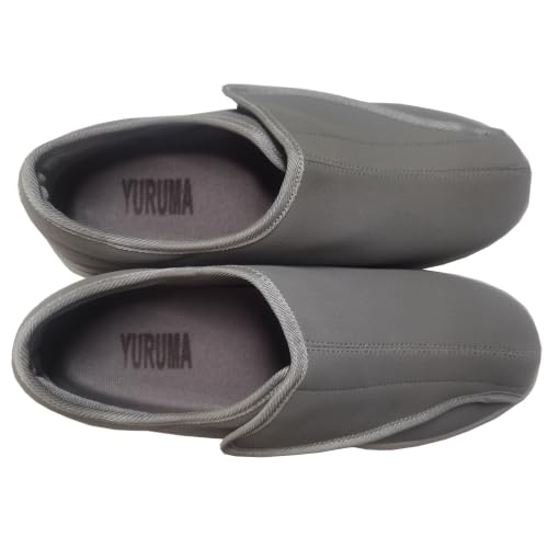 Image of Men Wide Walking Shoes Adjustable Velcr Elderly Diabetic Edema Swollen Feet Outdoor Lightweight Slippers (Grey 46 /12)