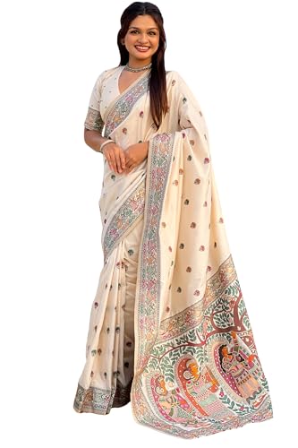 Image of SGF11 Women's Kanjivaram Pure Soft Silk Saree With Unstitched Blouse Piece