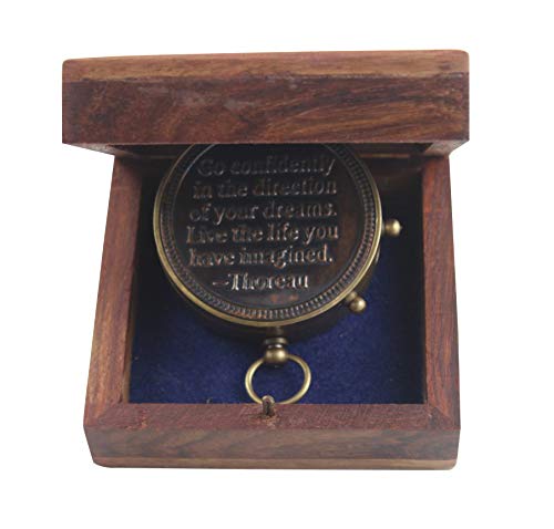 Brújula Marina Vintage de Latón con Caja de Madera miniatura 2