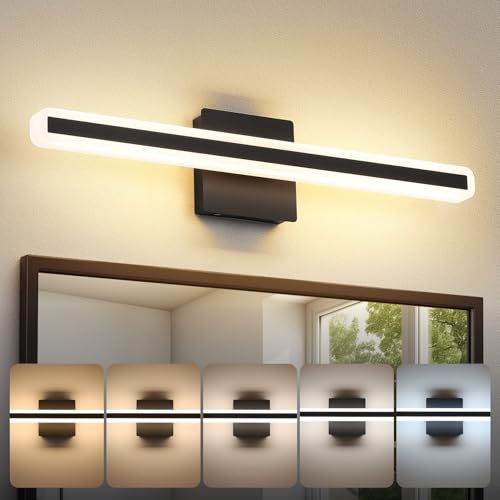 Image of 24 inch Black Bathroom Light Fixture 5 Color Temperature Dimmable LED Vanity Lights Bathroom Vanity Lights Over Mirror Light Bar Vanity Lighting Fixtures 5CCT
