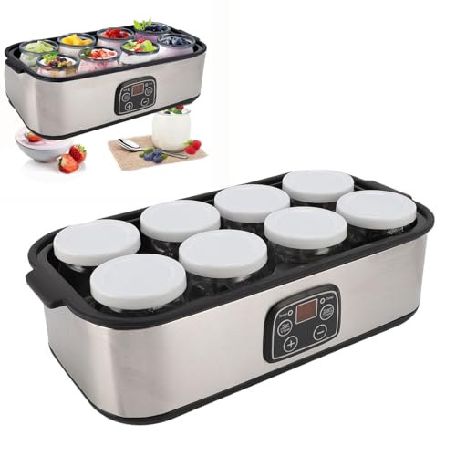 Pssopp Maker Maker de Yogurt, Control de Tiempo de Temperatura Ajustable Fabricante de Yogurt para Vino de Arroz Natto Casero (EU enchufe 220V)