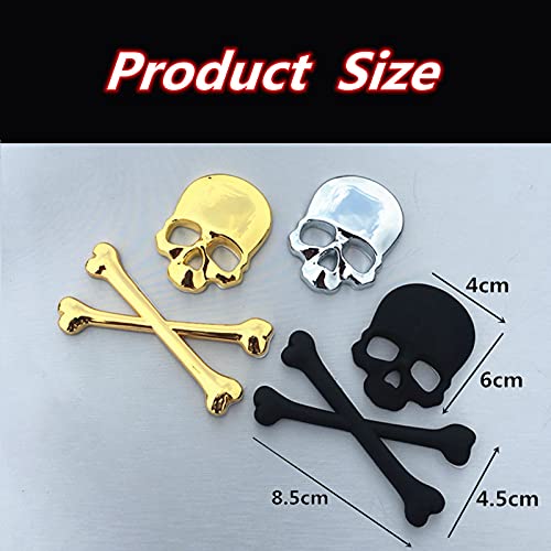 Image of 3D Skull Car Sticker Metal Skeleton Crossbones Motorcycle Self Adhesive Sticker Label Skull Emblem Badge Decals for All Car Zinc Alloy Emblems Decoration Stickers