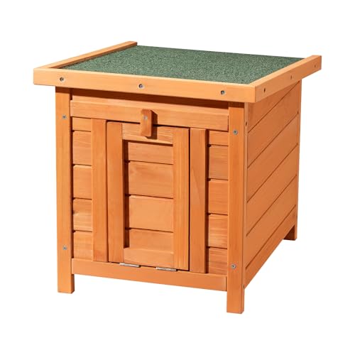 Wiltec Katzenhaus 420 x 515 x 430 mm aus Fichtenholz, Kleintierhaus Kaninchenstall mit Dach aufklappbar, Bitumeneindichtung, Tierstall für...
