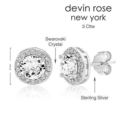 Devin Rose Sterling Silver Round Halo Stud Earrings for Women made with Faceted Crystals Crystal Imitation Birthstone4