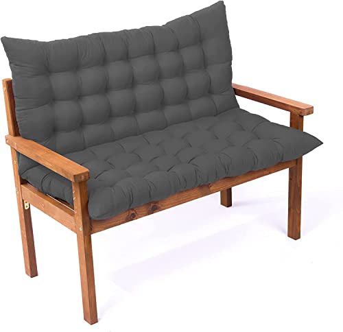 Coussin de banc de jardin avec dossier épais 120 cm pour mobilier d'extérieur 2-3 places