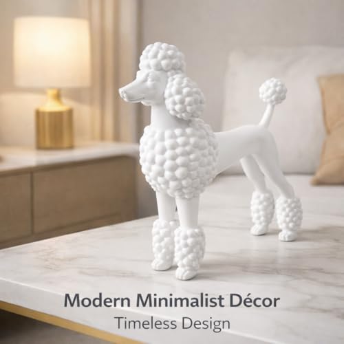 Caniche en résine blanche figurine moderne salon 20cm - 8
