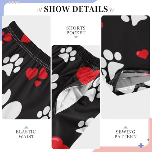 Boys' Pants Dog Paw Love Heart Long Bottoms Jogger Pants Elastic Waist Trousers with Pockets S-XL4