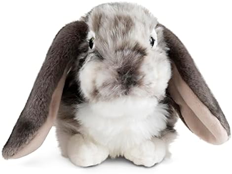 Living Nature Grey Dutch Lop Eared Rabbit, Realistic Soft Cuddly Bunny Toy, Naturli Eco-Friendly Plush, 10 Inches