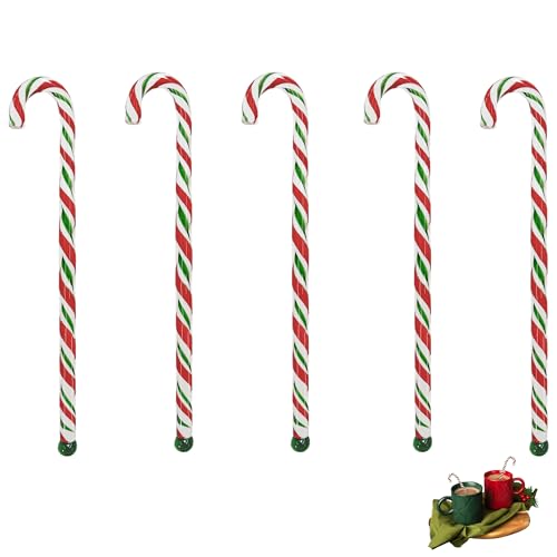 Christmas Candy Cane Glass Stir Sticks - 7.1