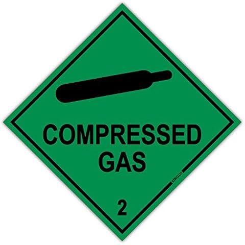 stika.co Compressed Gas 2, COSHH Warning Hazchem Diamond, Self-adhesive Vinyl Sticker 10cm Square Cover