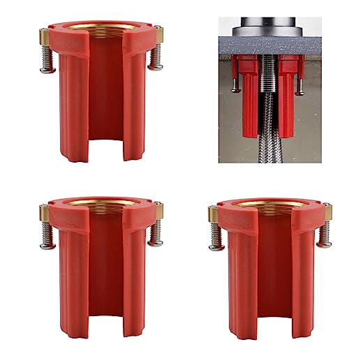 UFURMATE Faucet Fixing Nut, 3 PCS ABS Plastic Faucet Lock Nuts Kitchen Faucet Fixing Nuts Faucet Anti-loosening Nut Hot Cold Water Faucet Lock Nuts for Kitchen Bathroom (Red)