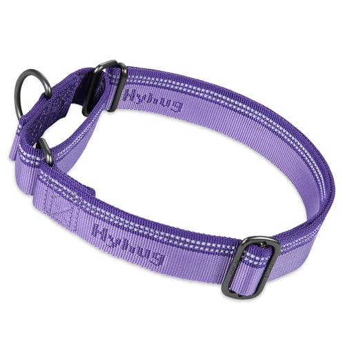Hyhug Design, Martingale Nylon Klassische Halsbänder ,Anti-Flucht Hundehalsband. 3M Reflektierender Streifen, Komfortabel Verstellbar, Sicherer Nachtspaziergang, Hunde-ID-Tag-Montageloch