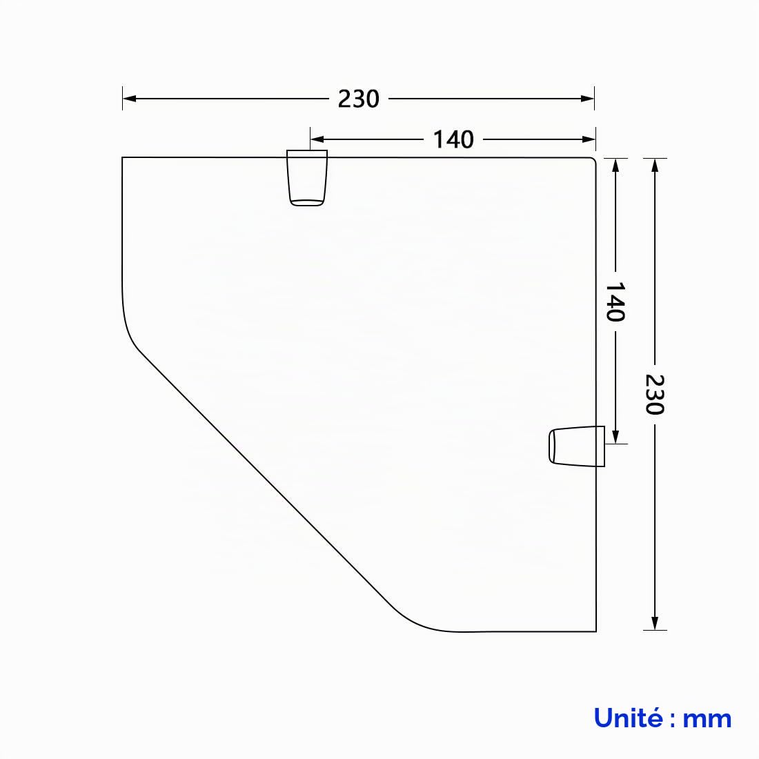 S'AFIELINA Étagères Salle de Bain en Verre trempé 6 mm,Étagère d'angle pour Salle de Bain,23 x 23 cm,Capacité de Poids 10kg (1 pièce)