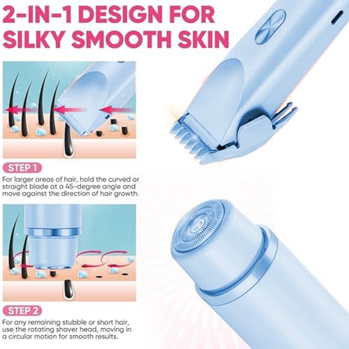 Afeitadora corporal inalámbrica recargable USB azul de doble cabezal 4