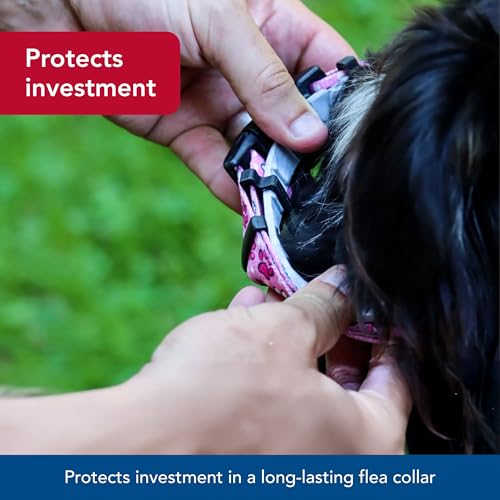 Coastal Pet SecureAway Collar Protector for Flea Collars - Adjustable pet Accessory - Protective Flea Collar for Dogs & Puppy - Multi Bones, 5/8\" x 8-12\"