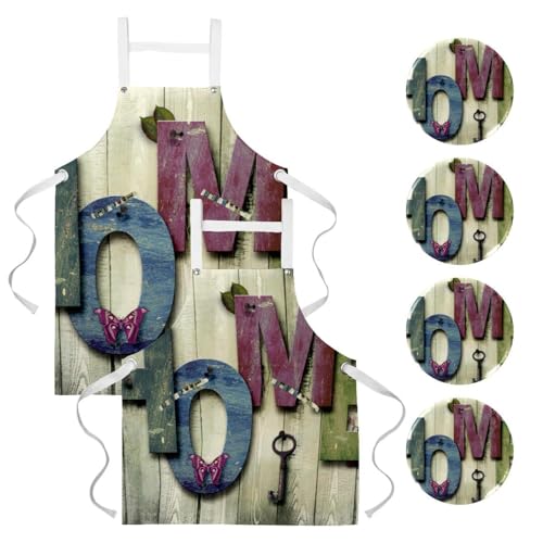 Tablier de cuisine pour nettoyage et pâtisserie lot de 2 avec broches