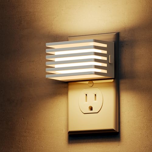 Image of L LOHAS LED Night Lights Plug into Wall, 2 Pack Modern Night Light with Dusk to Dawn Sensor, Dimmable Plug in Night Light, Adjustable Brightness, 3000K Soft White for Bedroom Bathroom Hallway