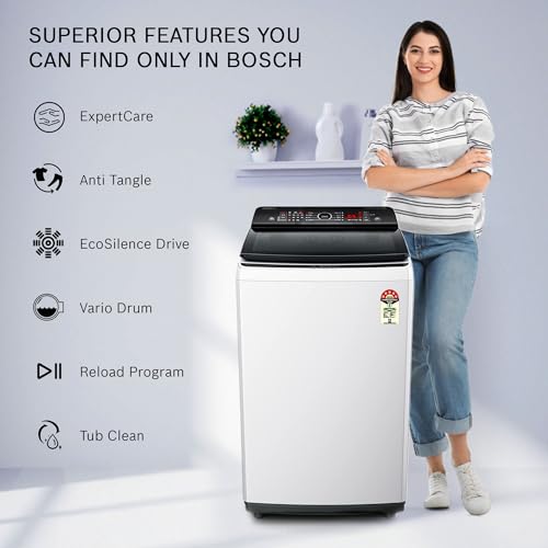 Image of Bosch 7 kg 5 Star Fully-Automatic Top Loading Washing Machine (WOE701W0I, ‎White, Expert Care)