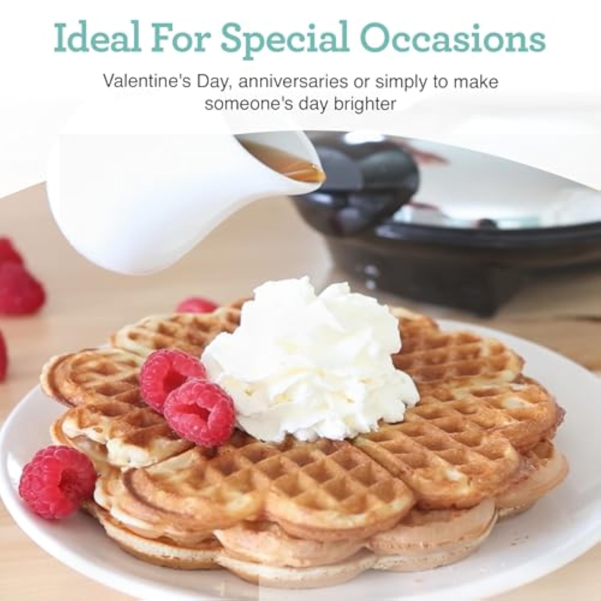 Eco-Friendly Heart Shaped Waffle Maker with Non-Stick Plates