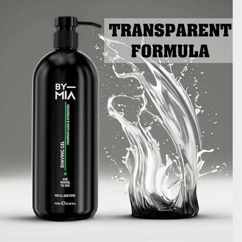BY MIA Shaving Gel 750ml | Enriched with Aloe, Menthol, and Tea Tree Oil for Maximum Glide & Hydration | Transparent Formula for Precise Shaving - Image 5